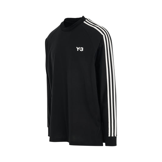 3 Stripes Long Sleeve T-shirt in Black/Off White