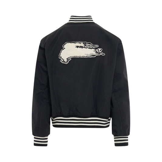 Varsity Team Jacket in Black/Off White