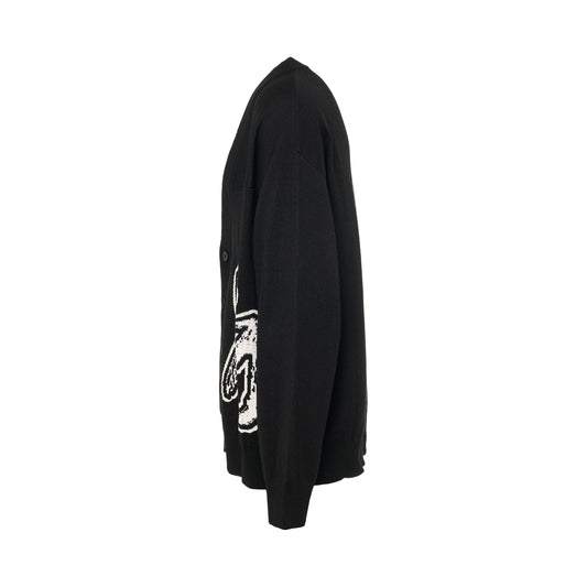 Logo Knitted Cardigan in Black