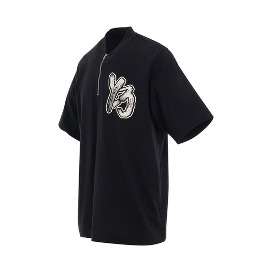 Half Zip Short Sleeve T-Shirt in Black