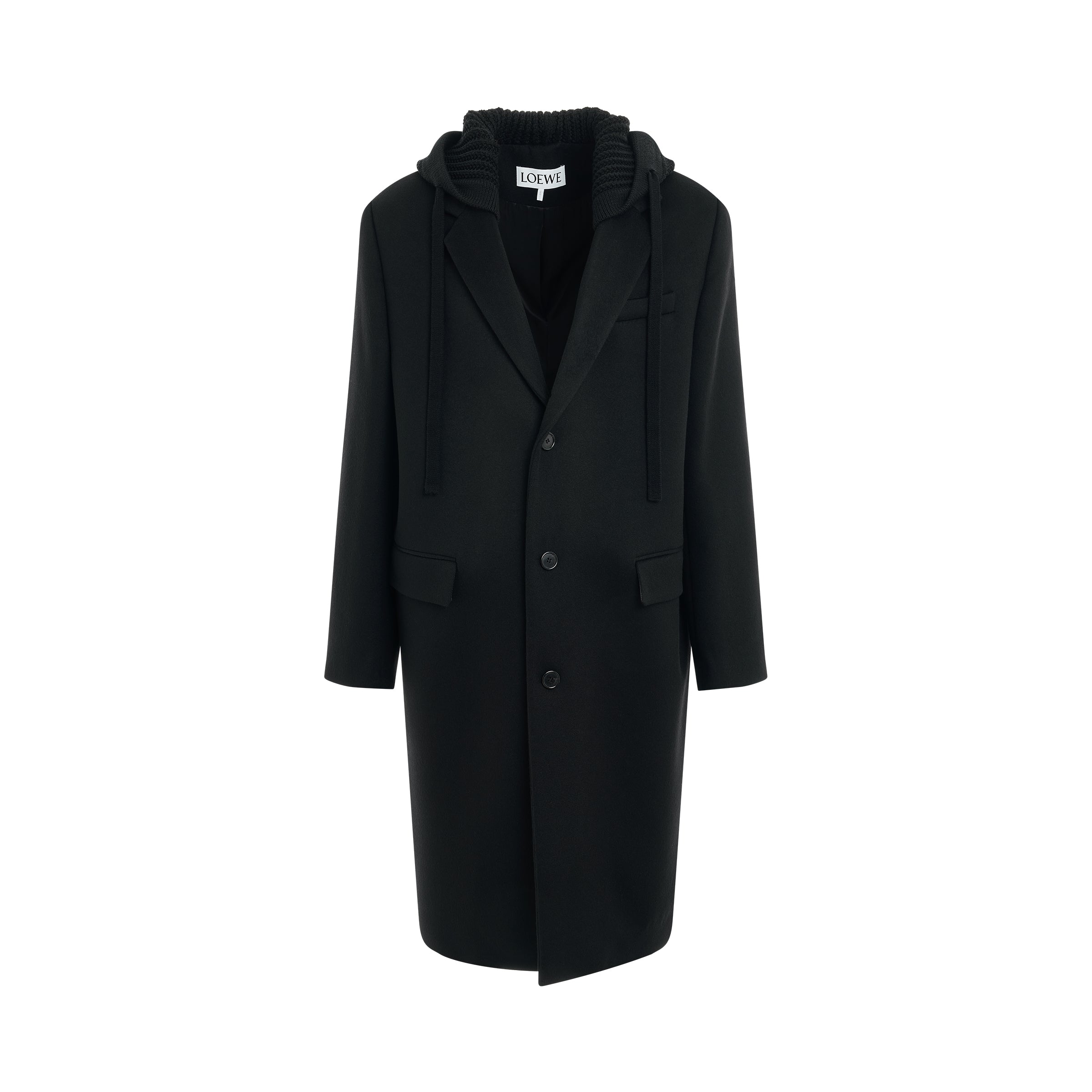 Hooded Long Coat in Black