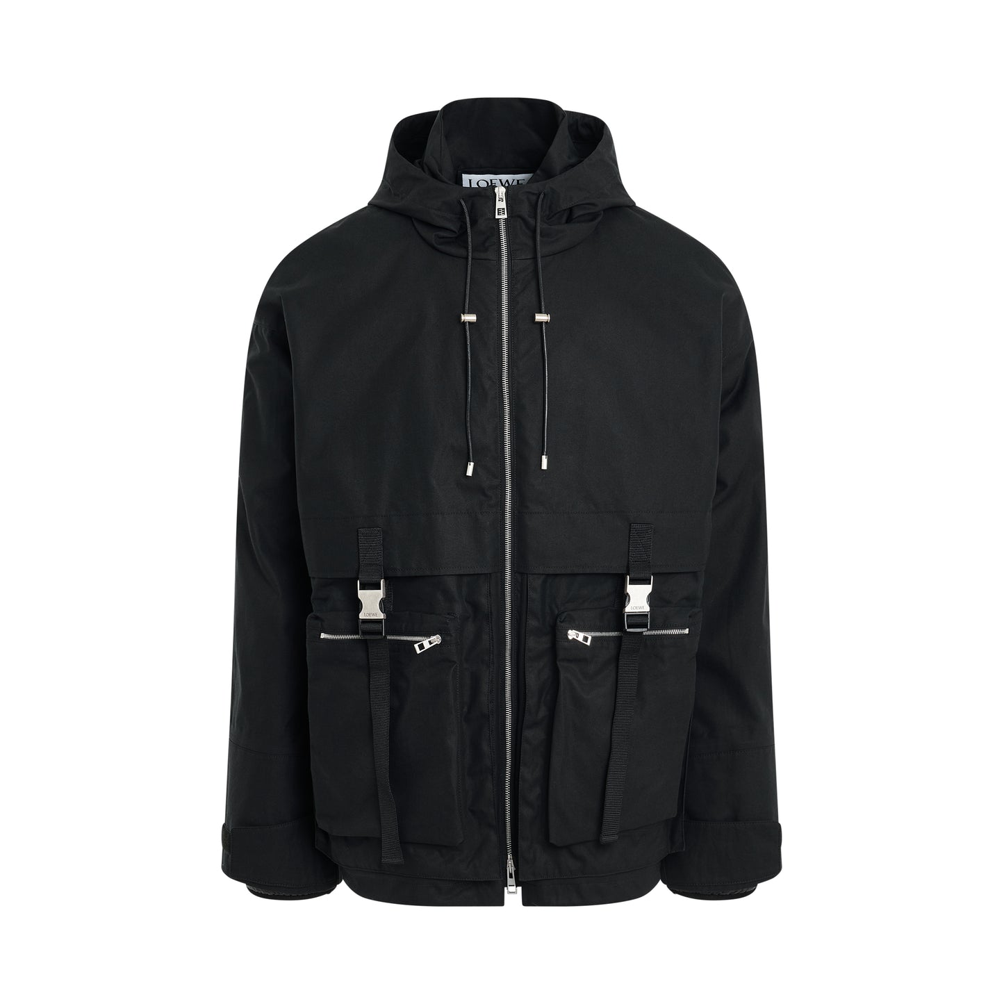 Buckle Double Pocket Parka in Black