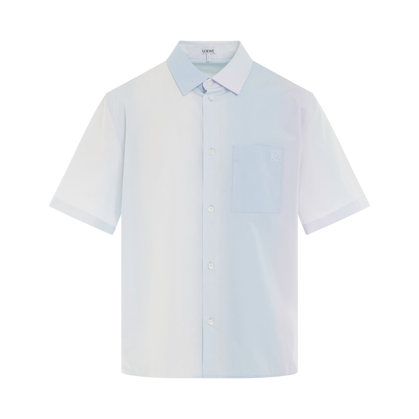 Fading Stripe Short Sleeve Shirt in Soft Blue