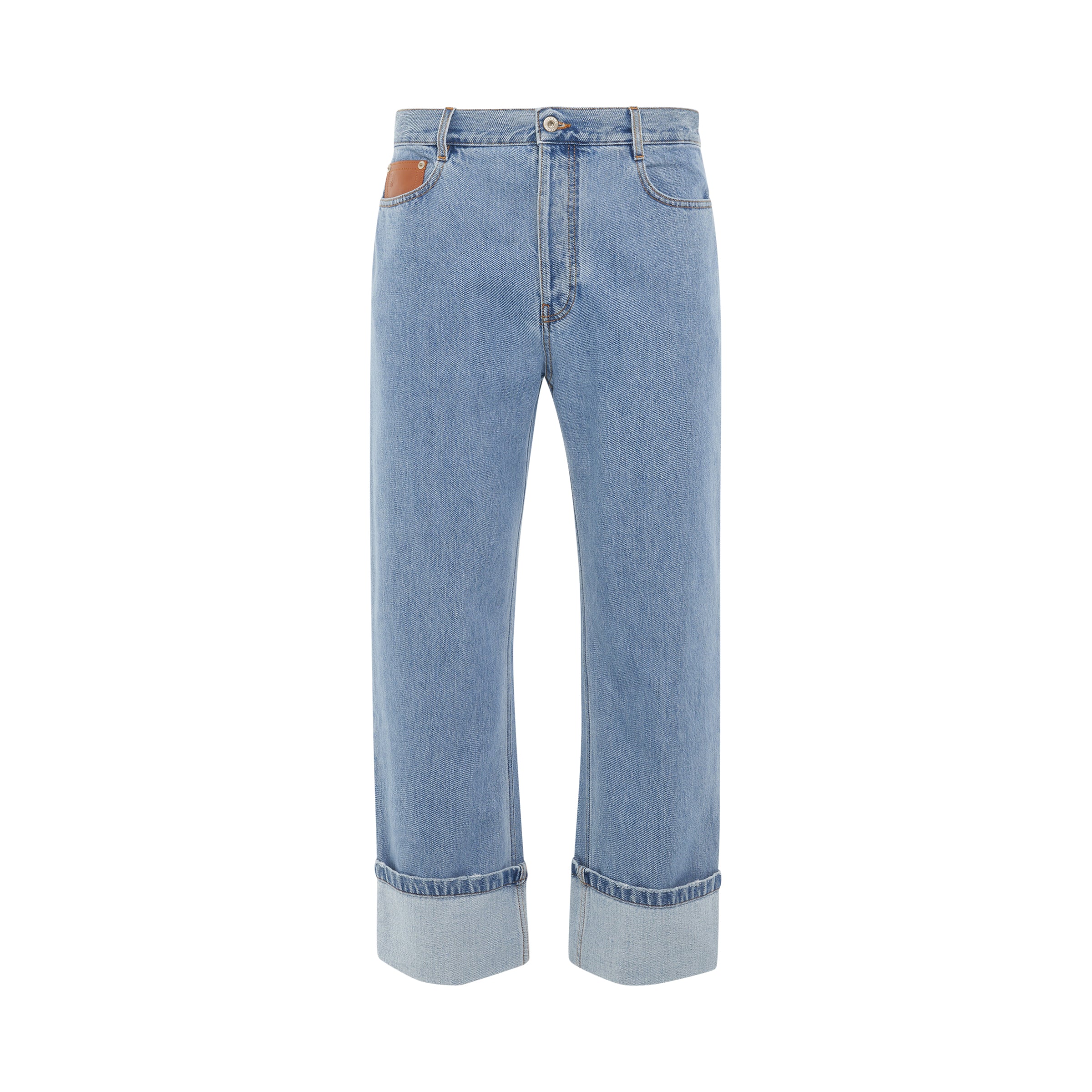 Fisherman Turn Up Jeans in Light Denim