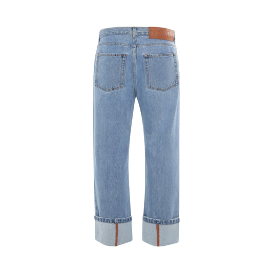 Fisherman Turn Up Jeans in Light Denim