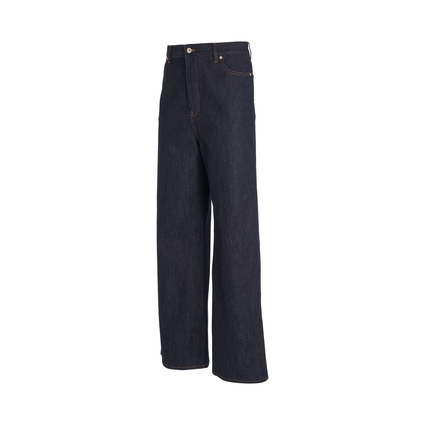 Men High Waisted Jeans in Raw Denim