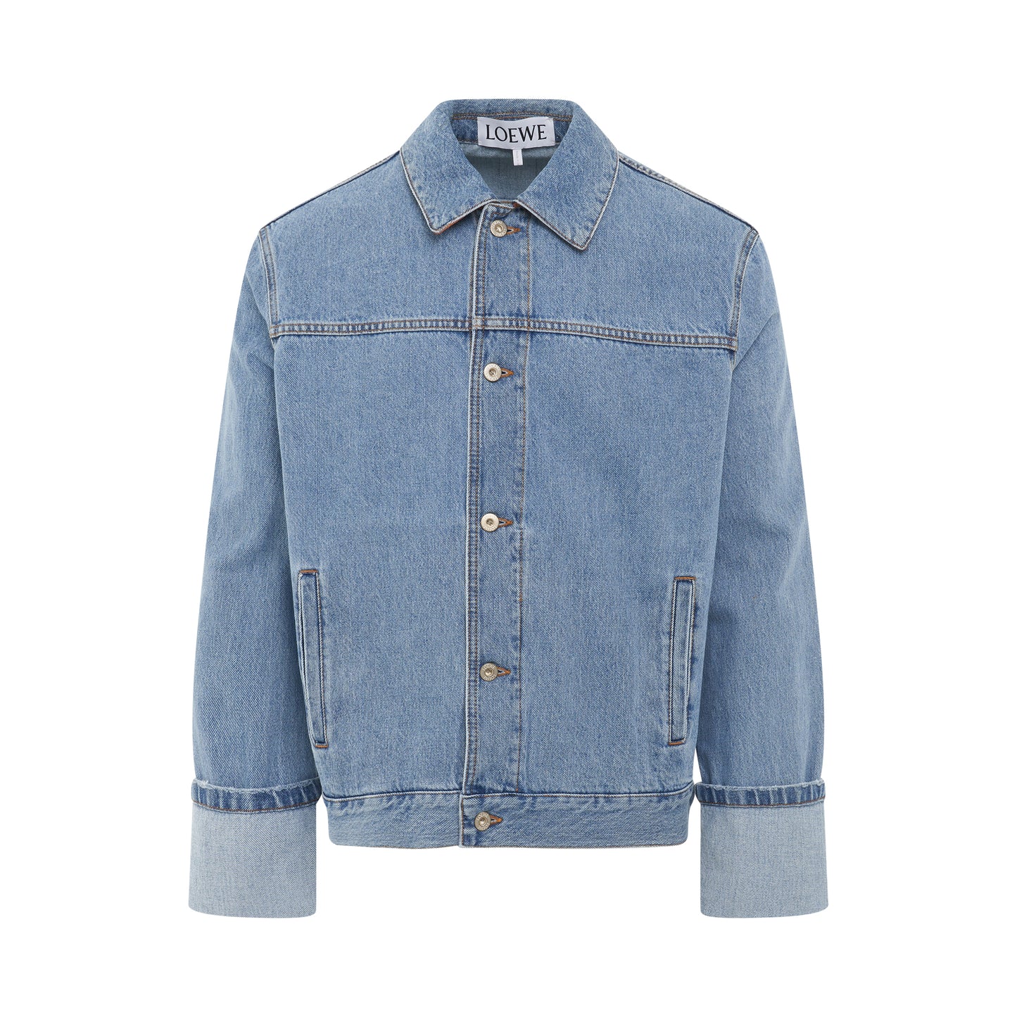 Fisherman Turn Up Jacket in Light Denim