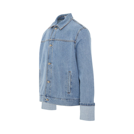 Fisherman Turn Up Jacket in Light Denim