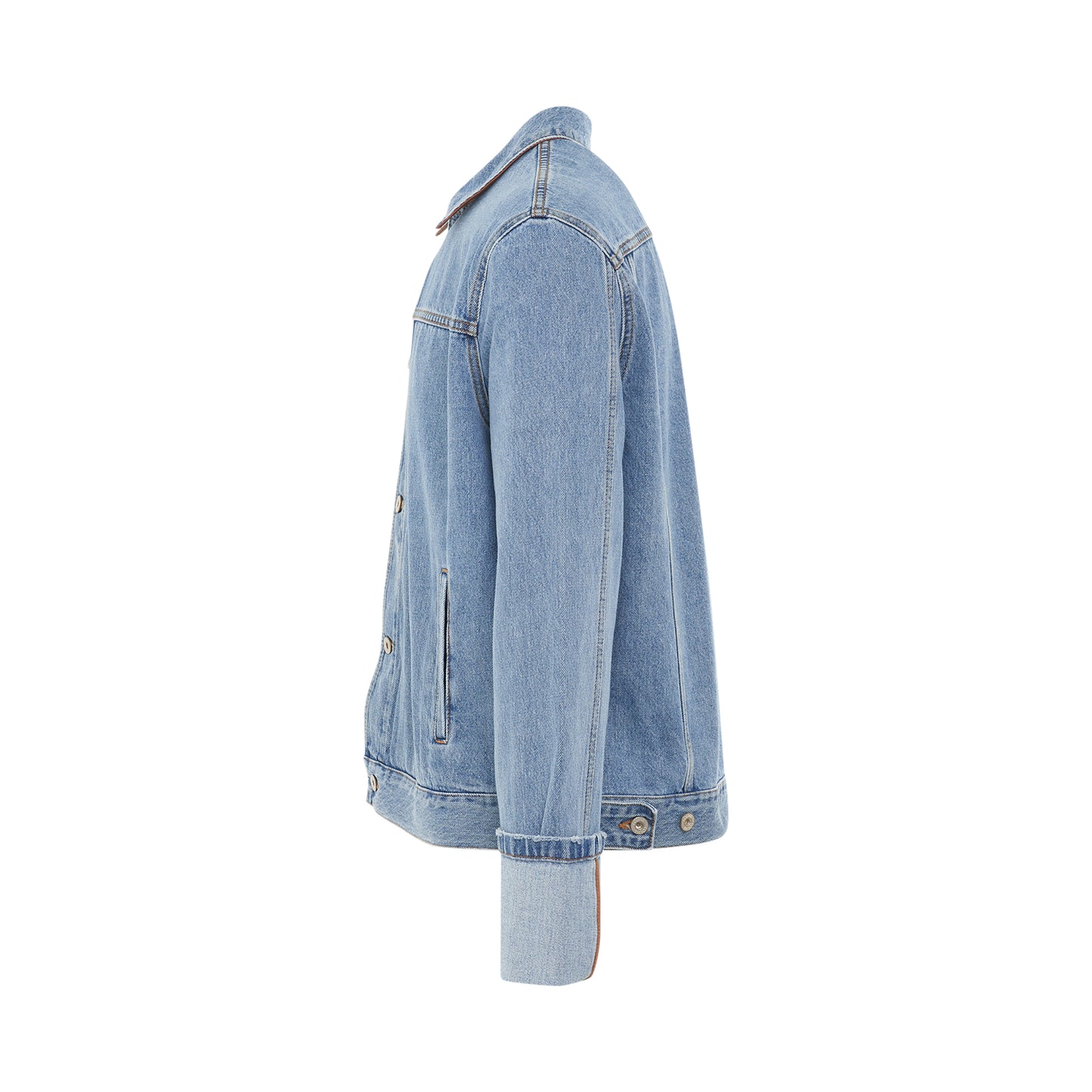 Fisherman Turn Up Jacket in Light Denim