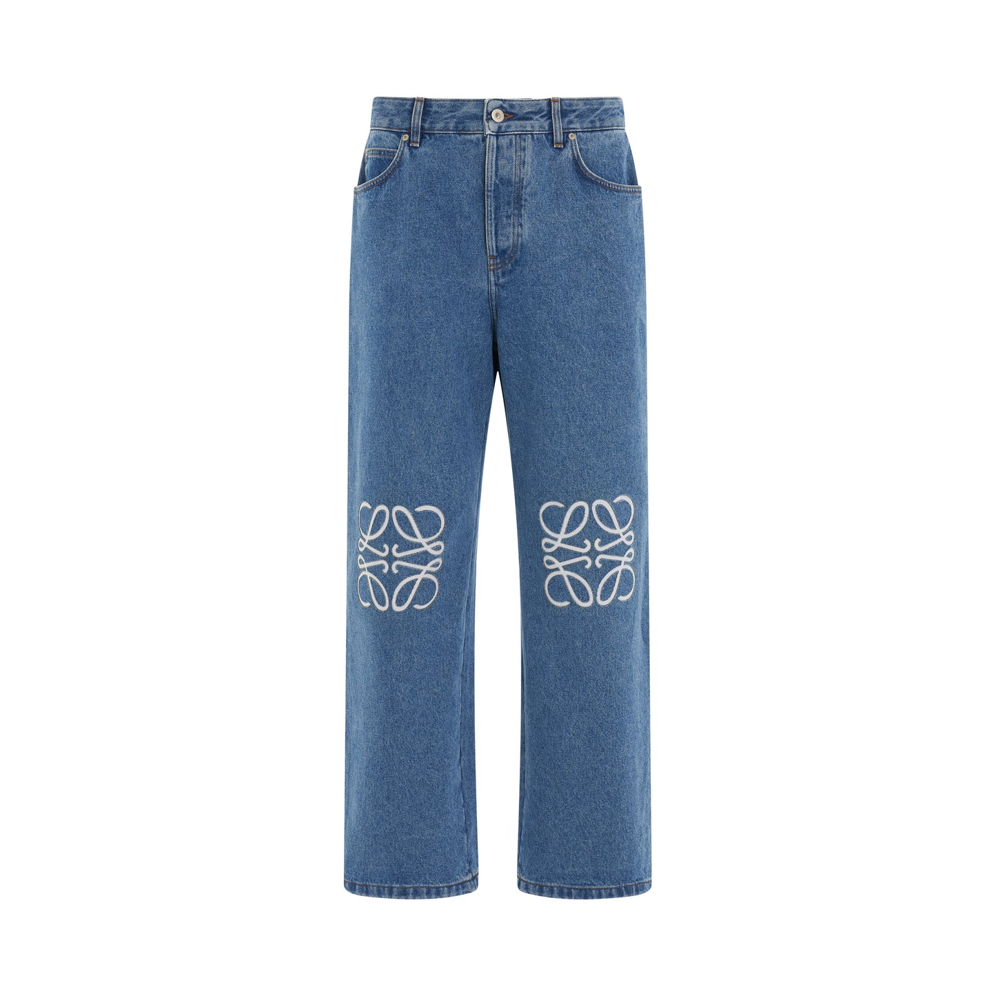 Anagram Baggy Jeans in Mid Blue Denim