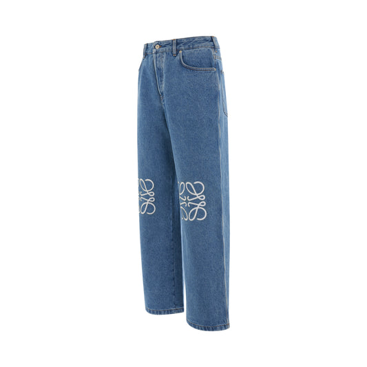 Anagram Baggy Jeans in Mid Blue Denim