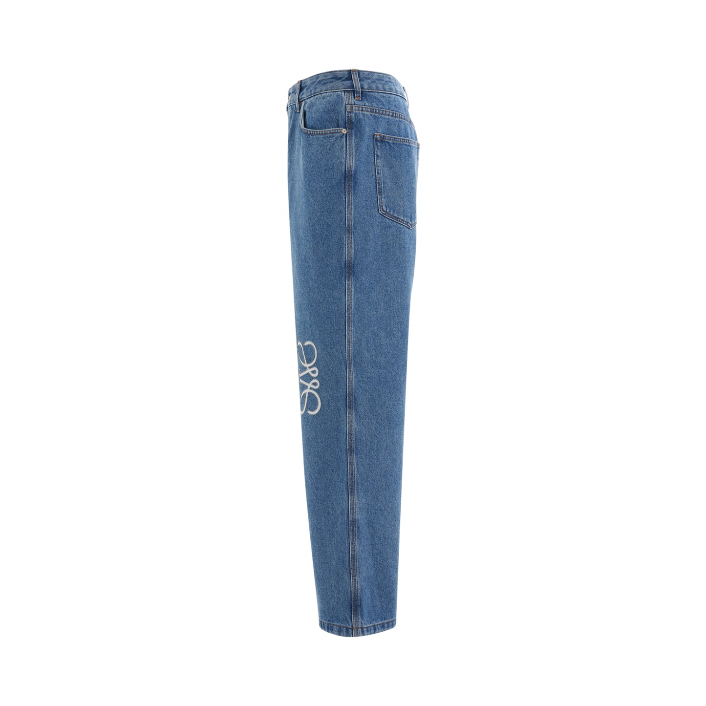 Anagram Baggy Jeans in Mid Blue Denim