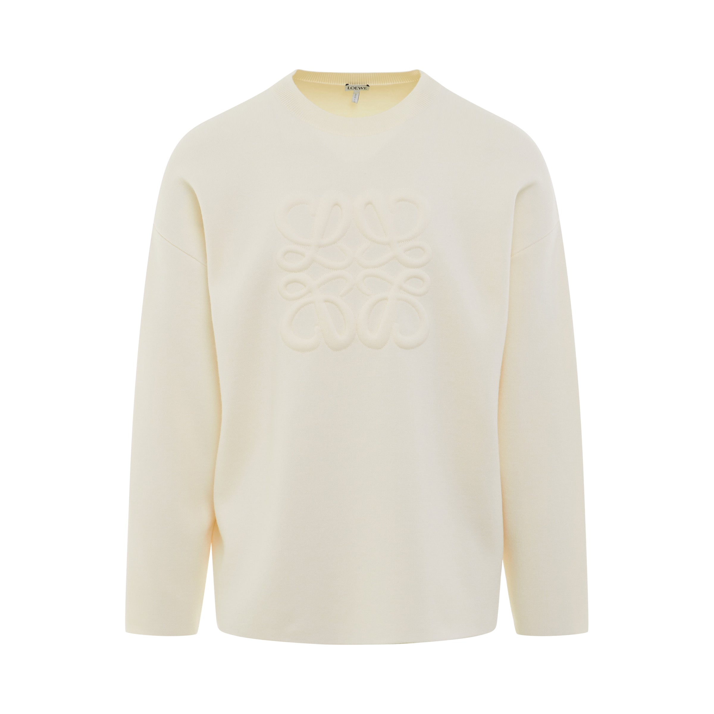 Debossed Anagram Sweater in White