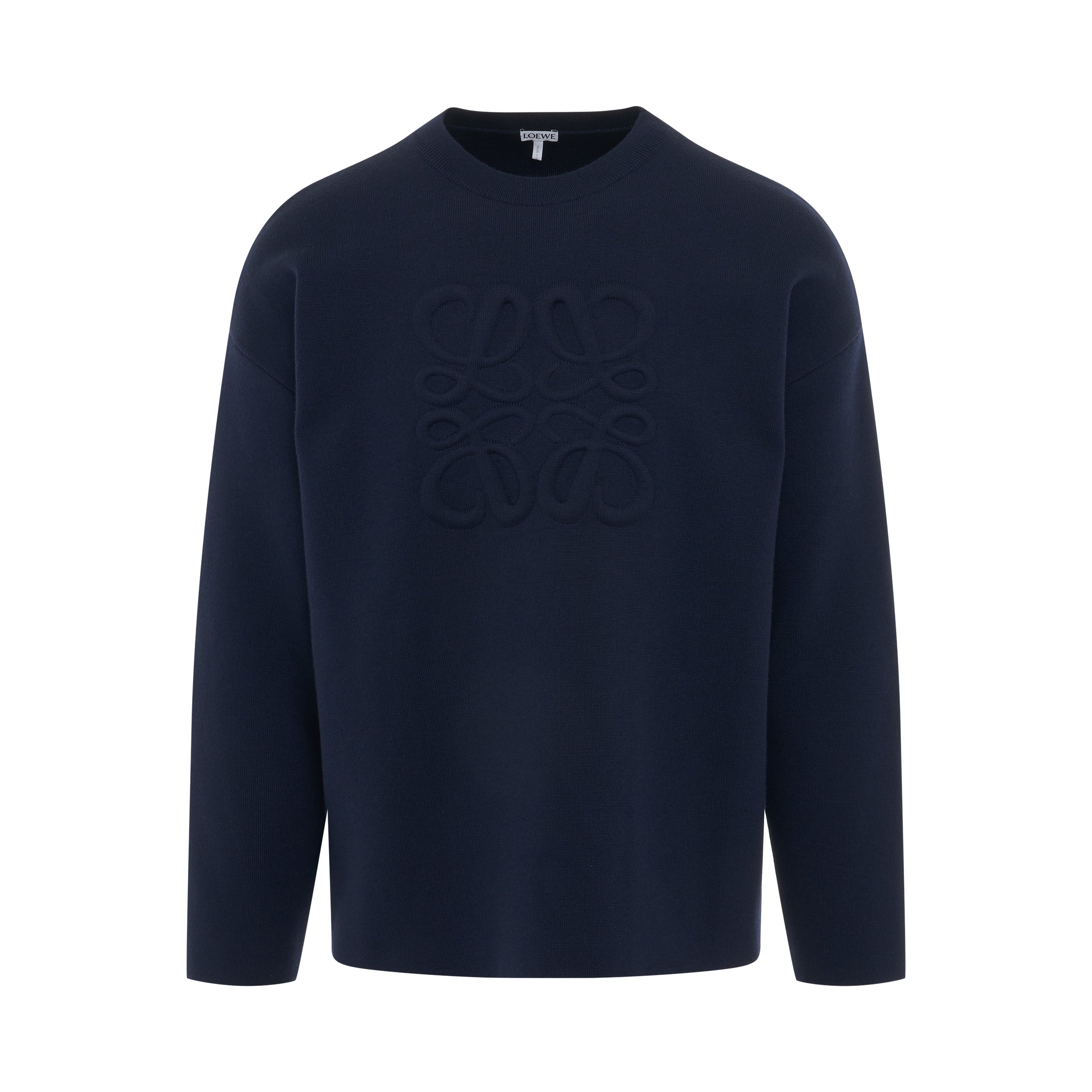 Debossed Anagram Sweater in Navy Blue