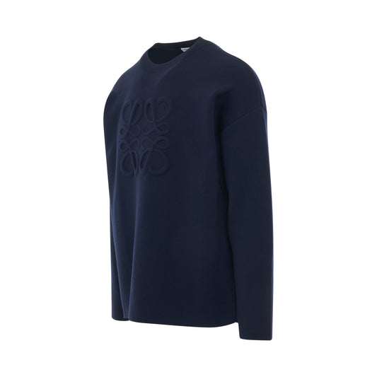 Debossed Anagram Sweater in Navy Blue