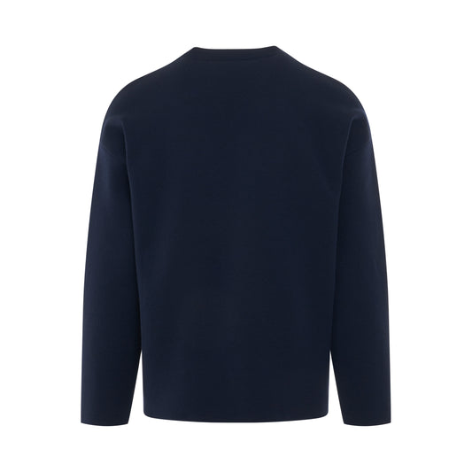 Debossed Anagram Sweater in Navy Blue