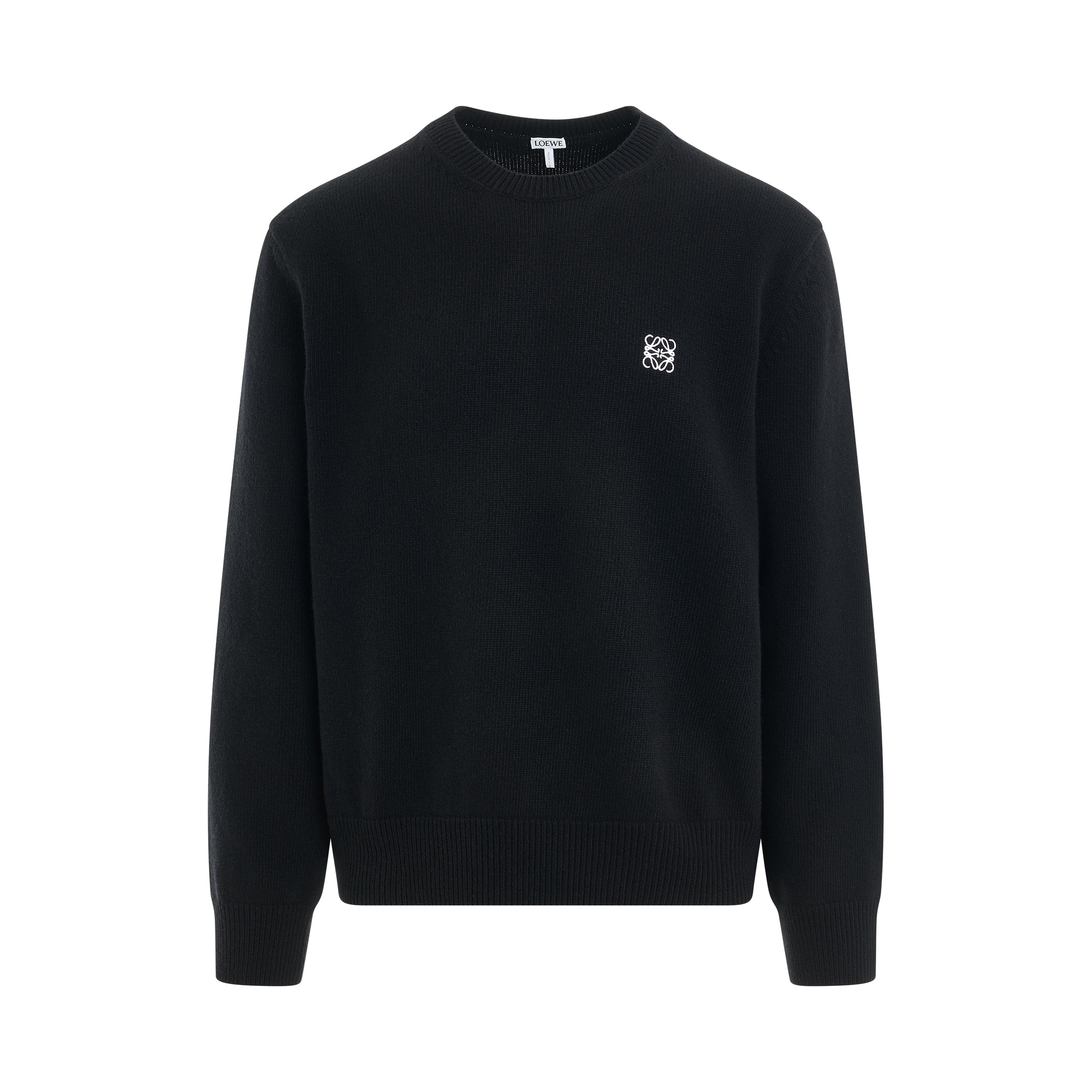 Anagram Embroidered Knit Sweater in Black