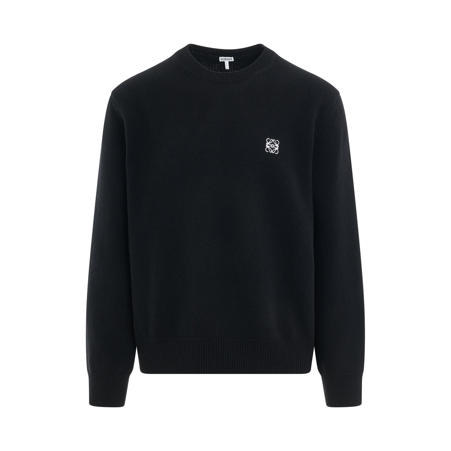 Anagram Embroidered Knit Sweater in Black