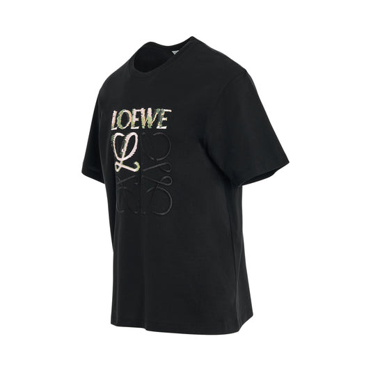Embroidered Blurred Logo T-Shirt in Black/Multicolour