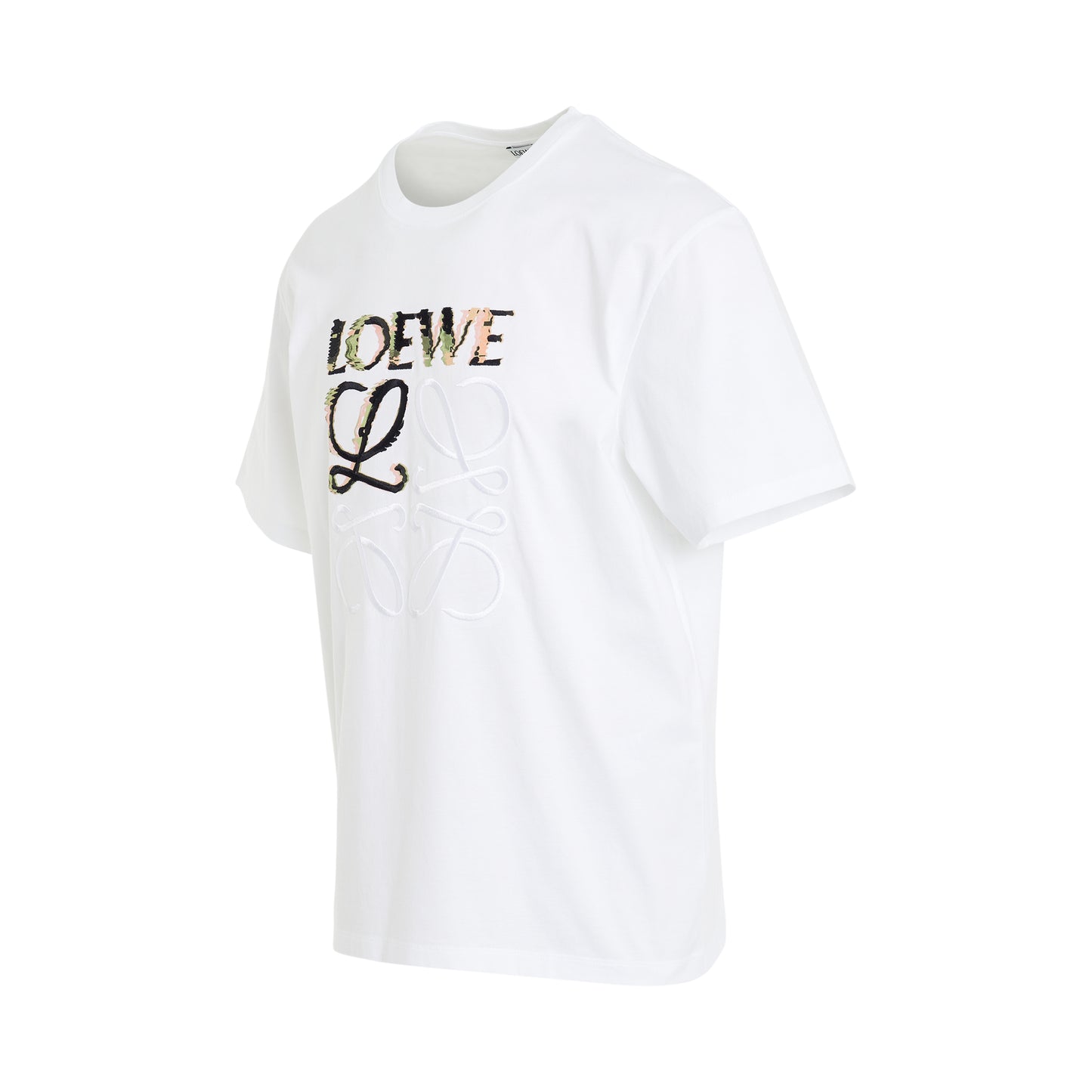 Embroidered Blurred Logo T-Shirt in White/Multicolour