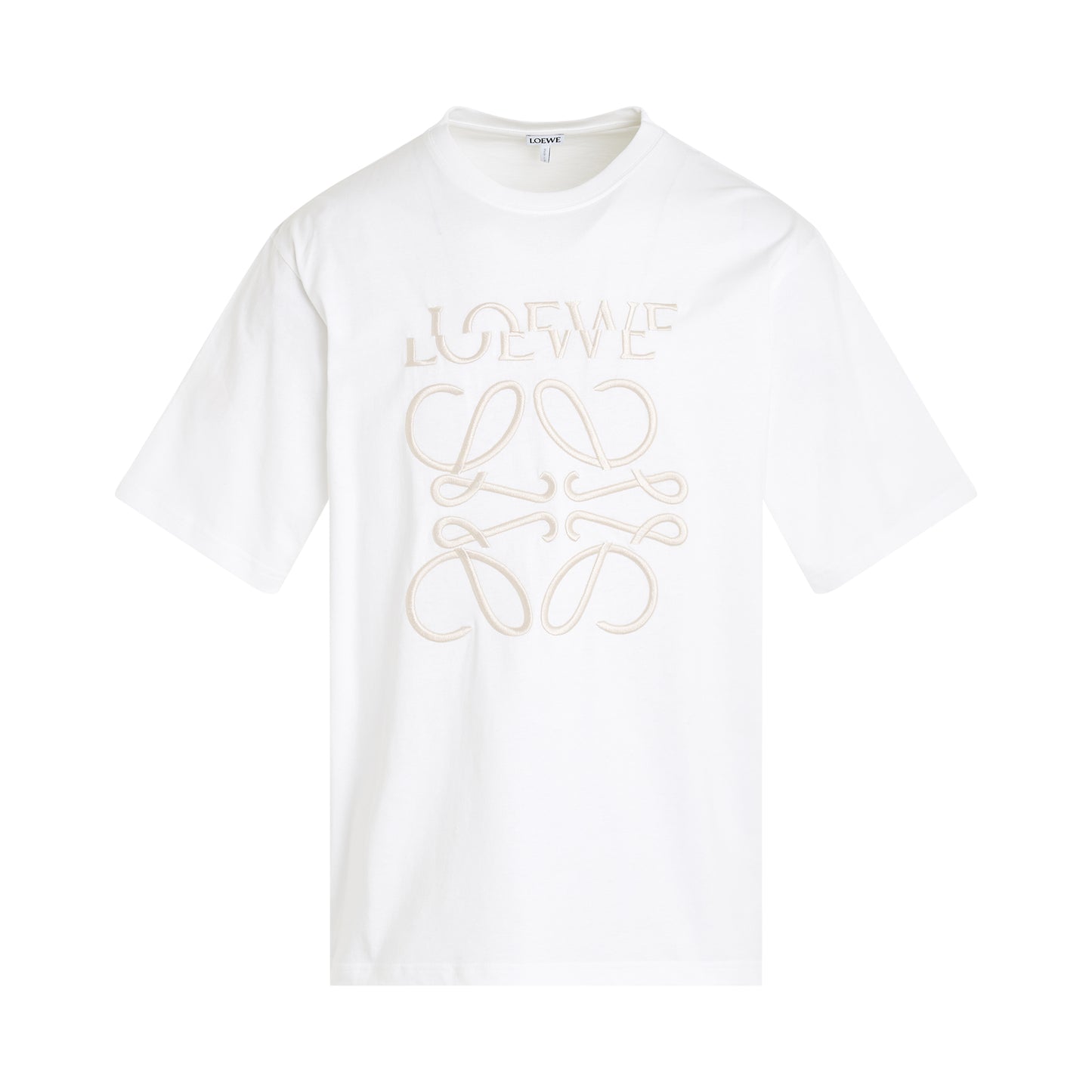 Embroidered Distorted Logo T-Shirt in Off White