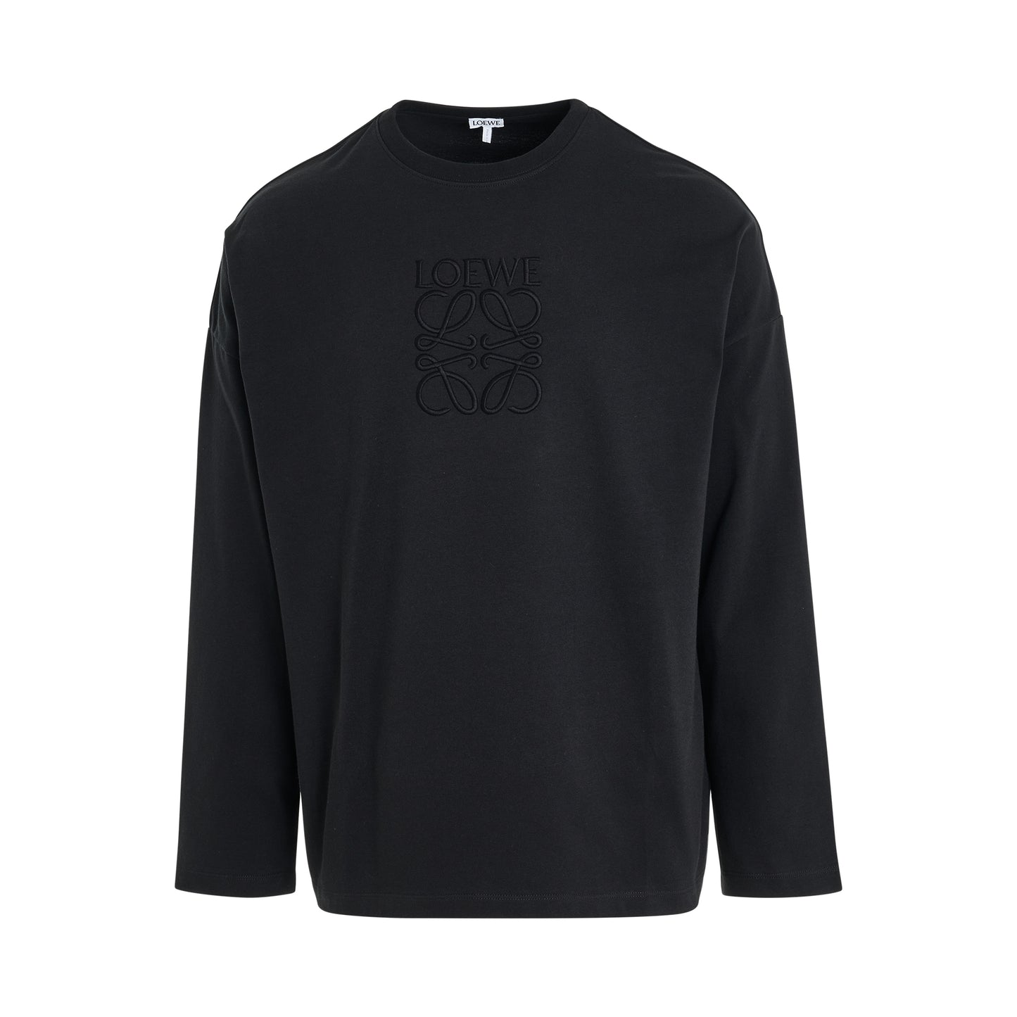 Anagram Logo Embroidered Long Sleeve T-Shirt in Black