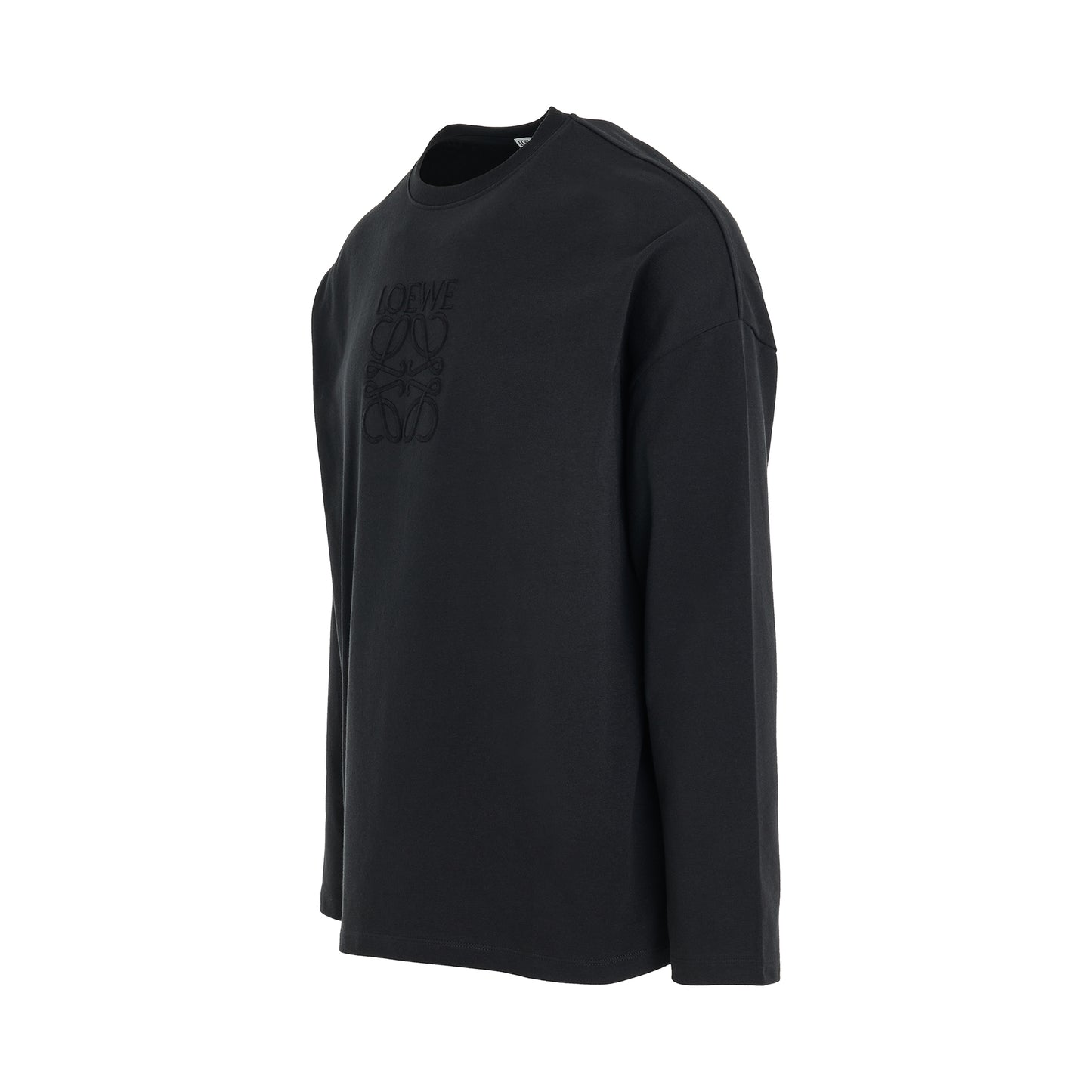 Anagram Logo Embroidered Long Sleeve T-Shirt in Black