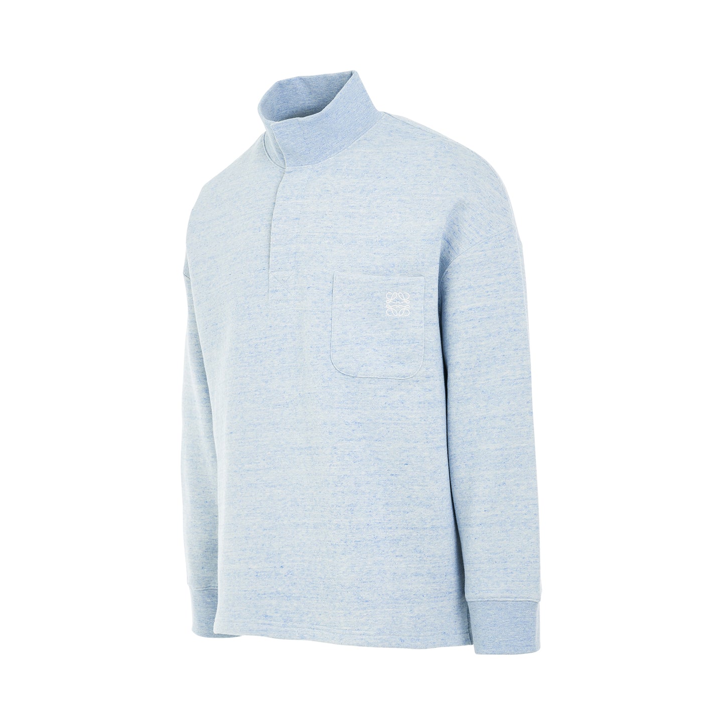 High Neck Sweatshirt in Blue Melange