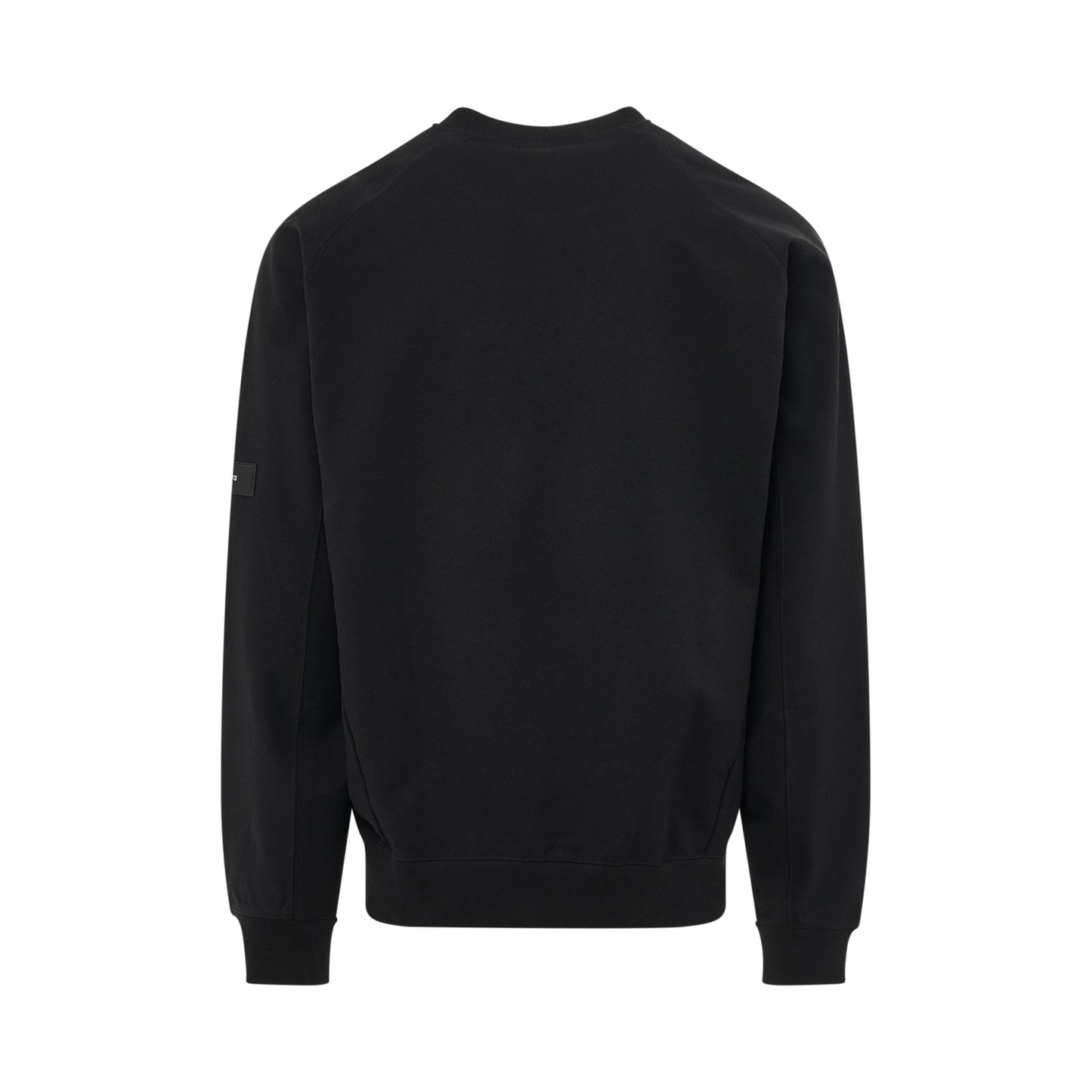 Stretch Terry Crew Sweater in Black