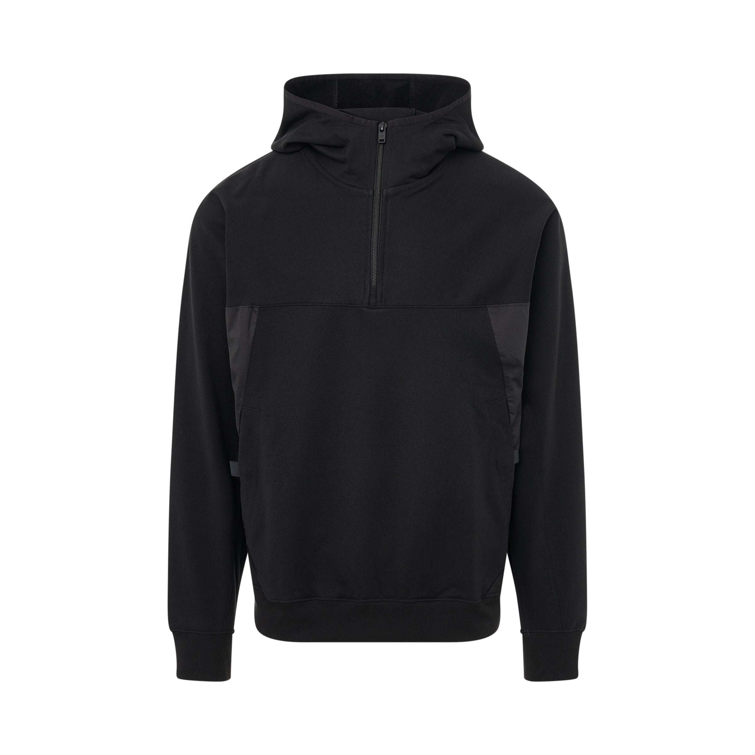 Stretch Terry Zip Hoodie in Black