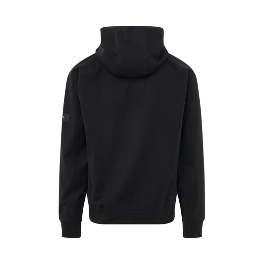 Stretch Terry Zip Hoodie in Black