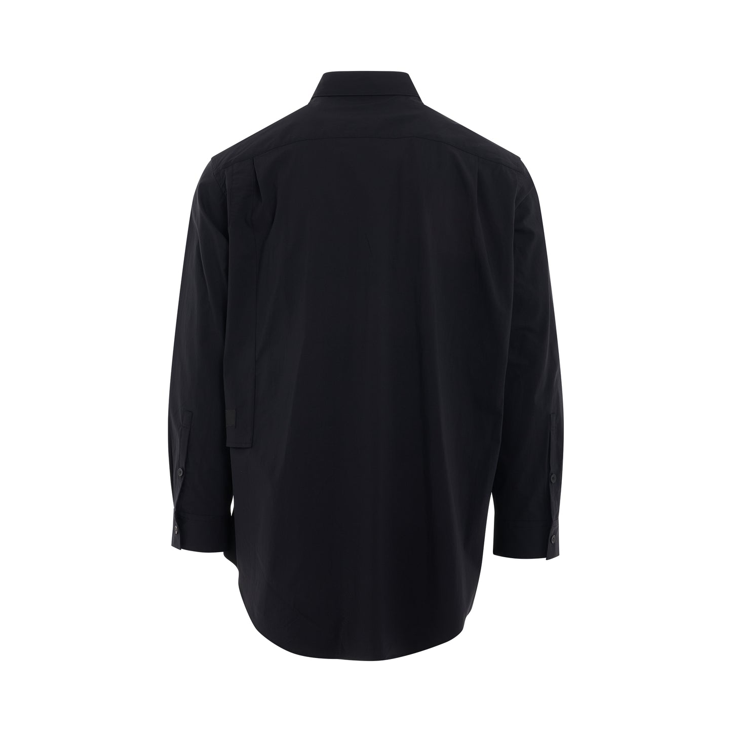 Flap Pocket Detail Long Shirt in Black