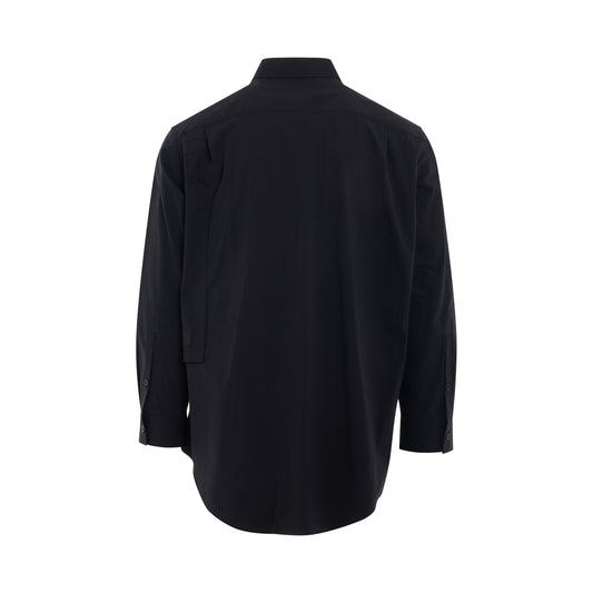 Flap Pocket Detail Long Shirt in Black