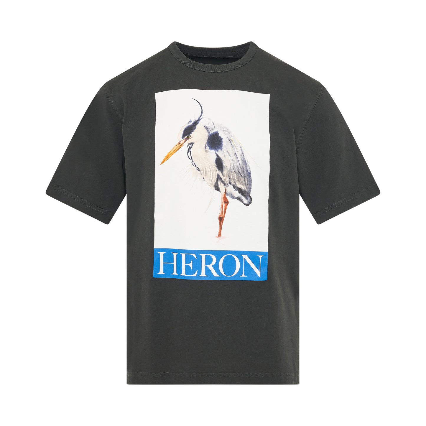Heron Bird Painted Short Sleeve T-Shirt in Black/Blue