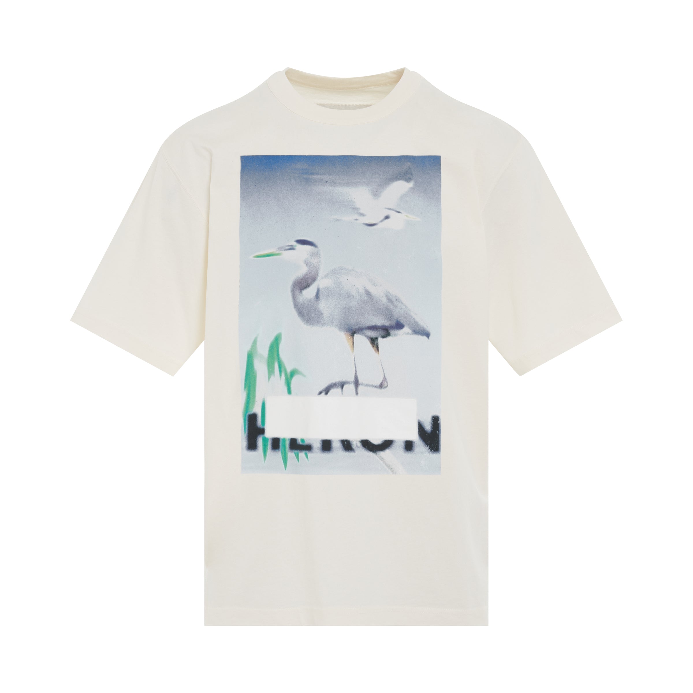 Censored Heron Short Sleeve T-Shirt in White/Light Blue