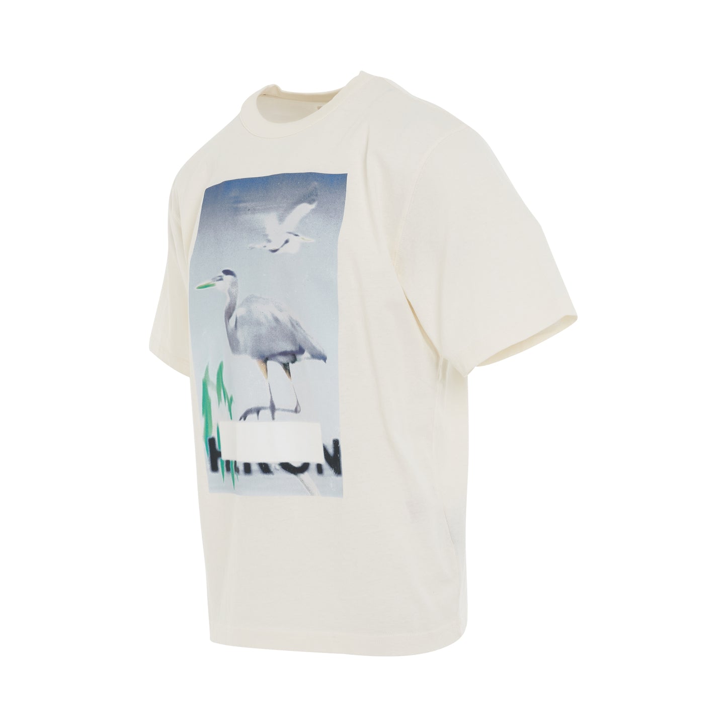 Censored Heron Short Sleeve T-Shirt in White/Light Blue