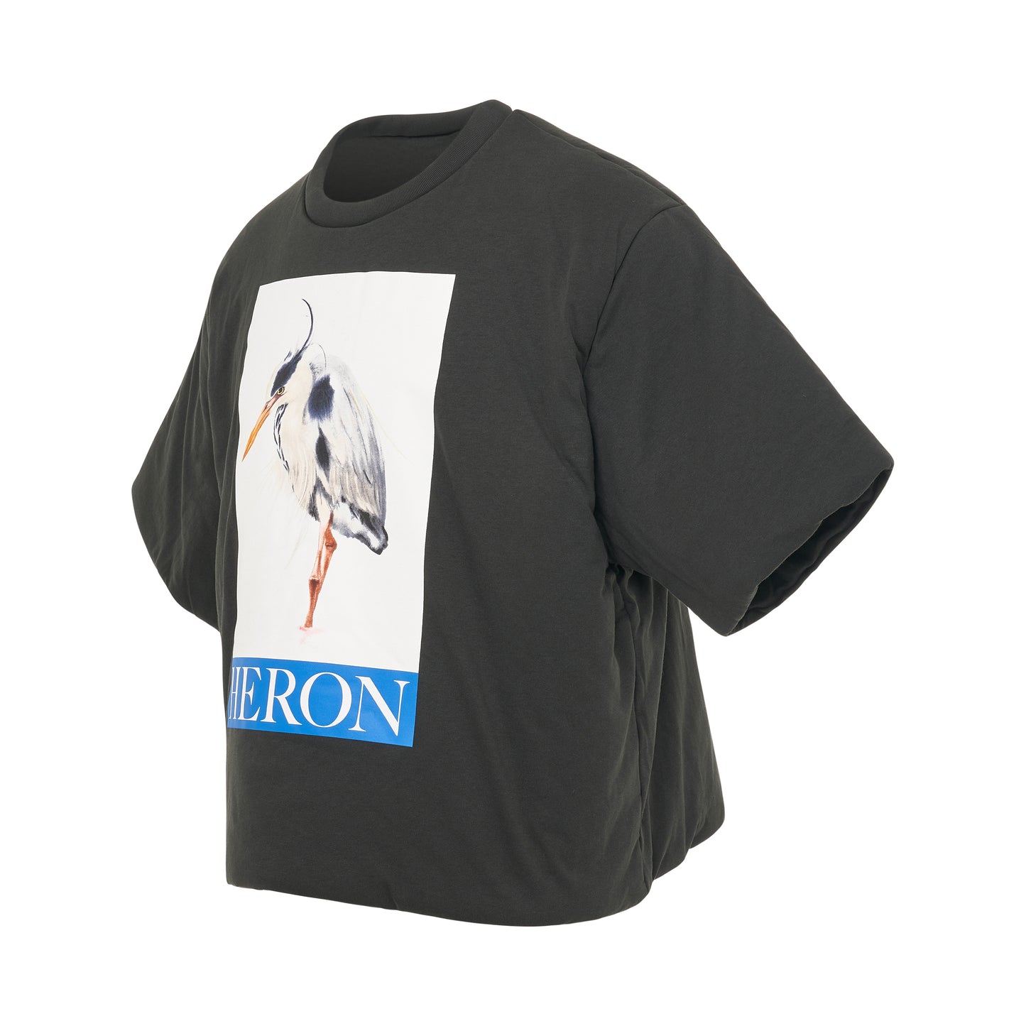 Heron Bird Painted Padded T-Shirt in Black/Blue