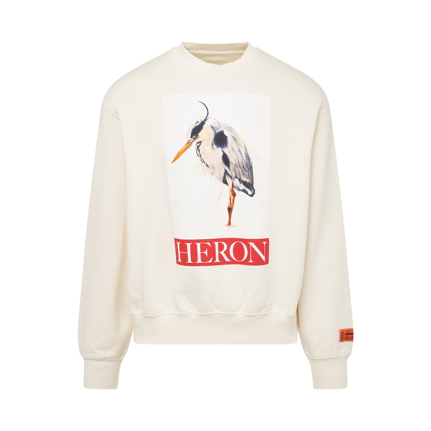 Heron Bird Painted Crewneck in Ivory/Red