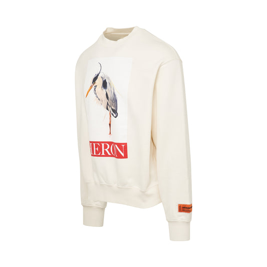 Heron Bird Painted Crewneck in Ivory/Red