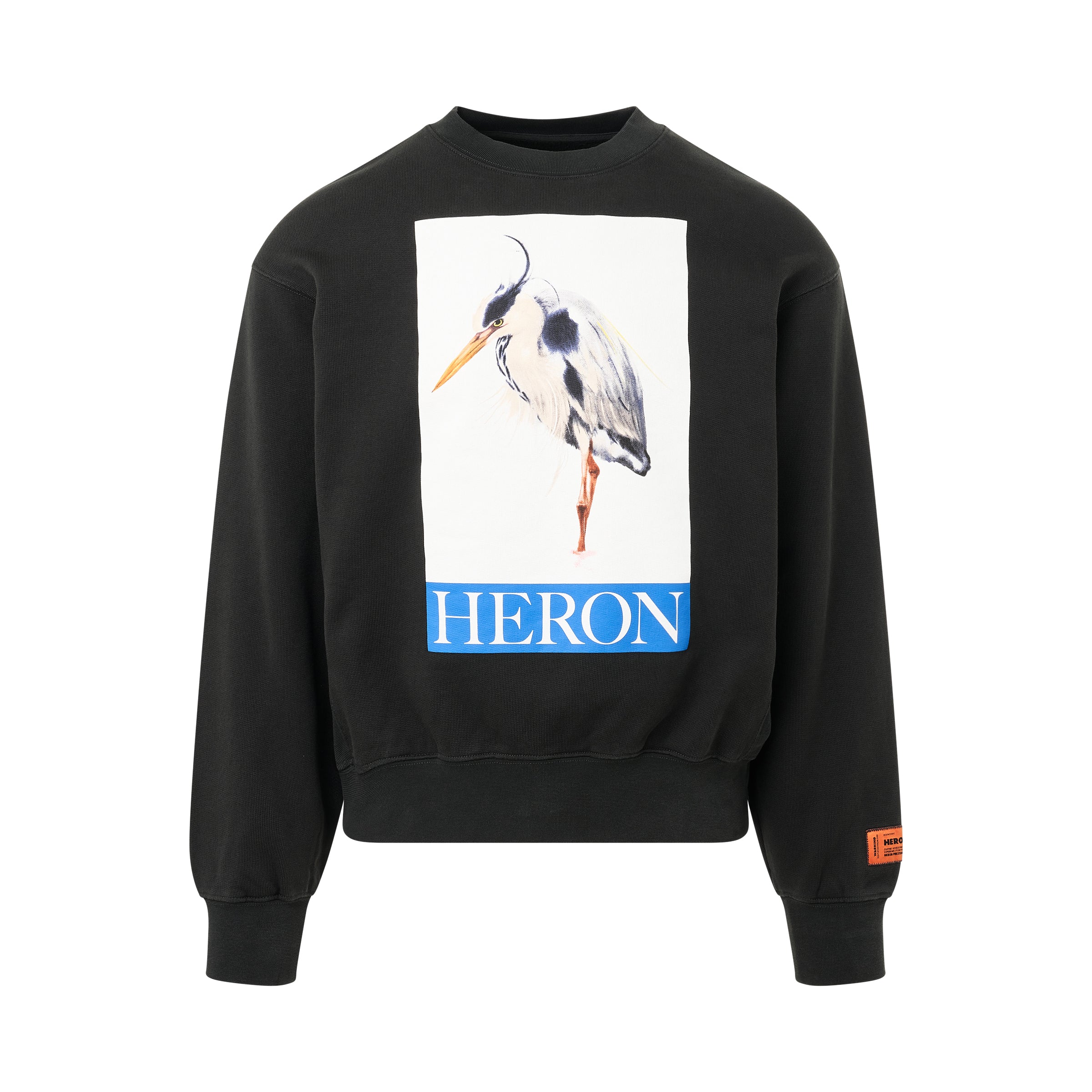 Heron Bird Painted Crewneck in Black/Blue