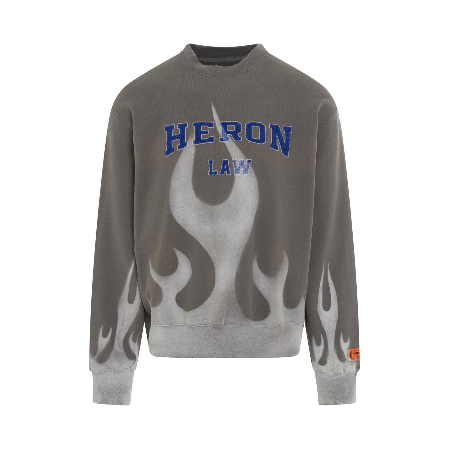 Heron Law Flames Crewneck in Grey/White