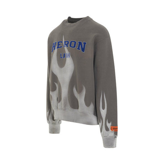 Heron Law Flames Crewneck in Grey/White