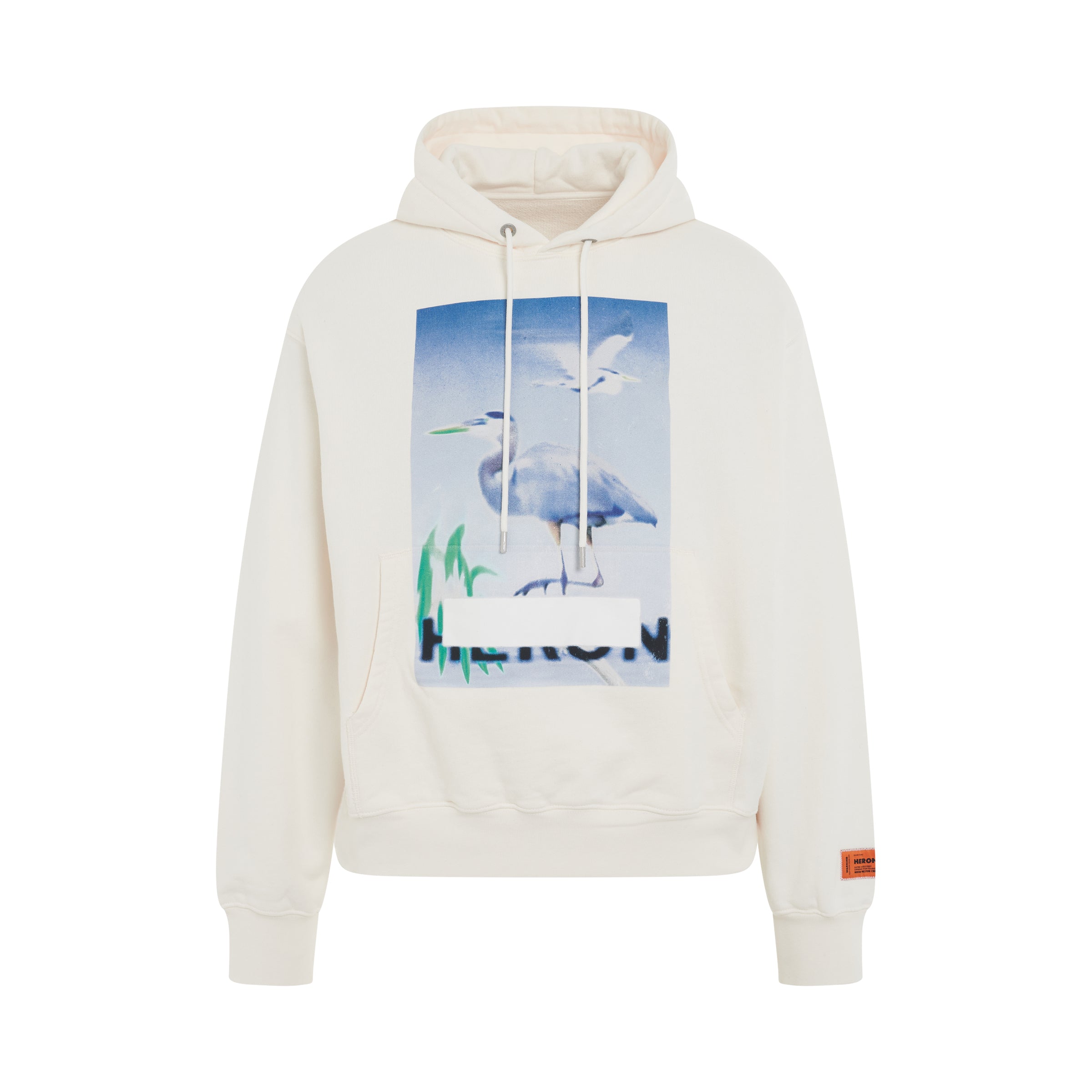 Censored Heron Hoodie in White/Light Blue