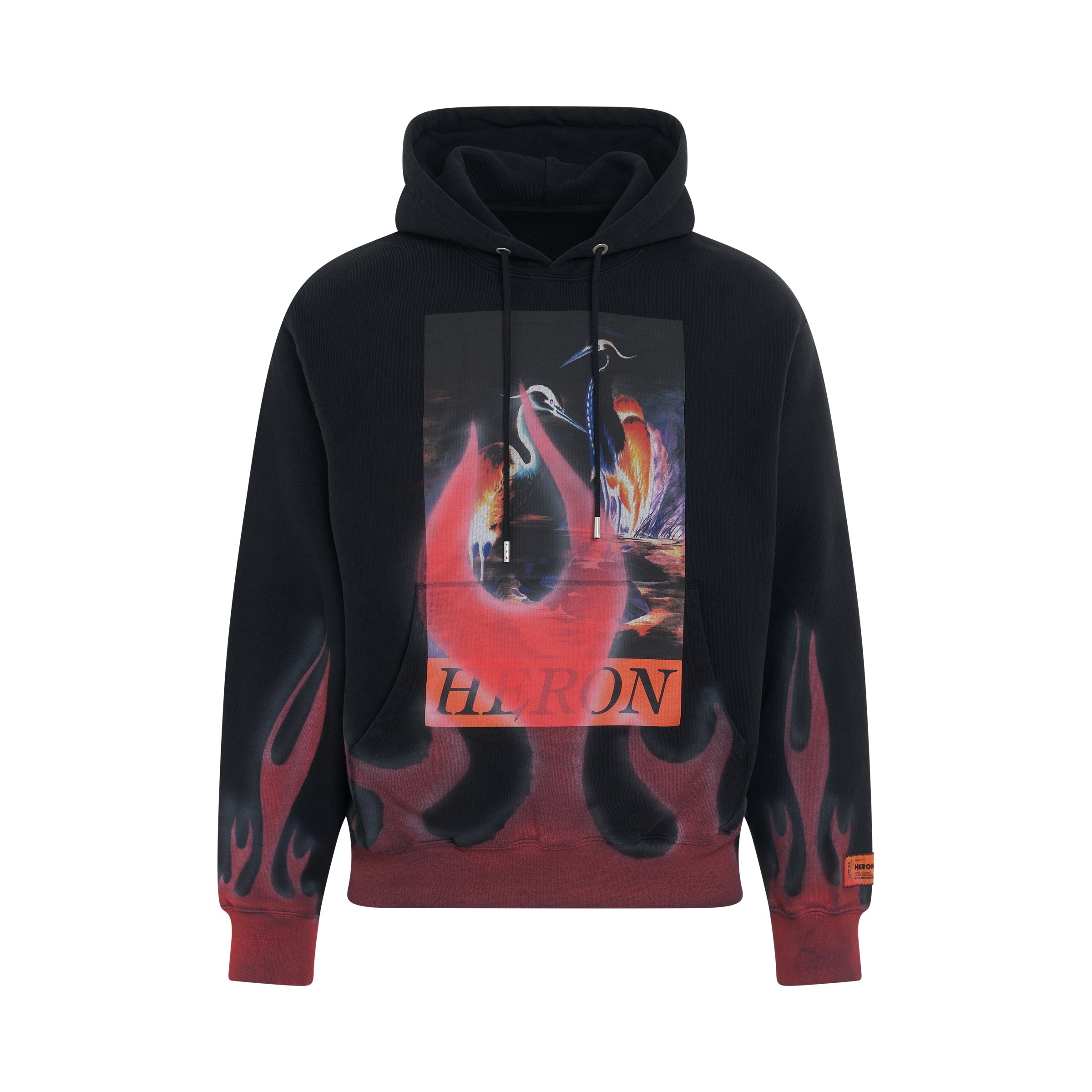 Heron Times Flames Hoodie in Black/Red