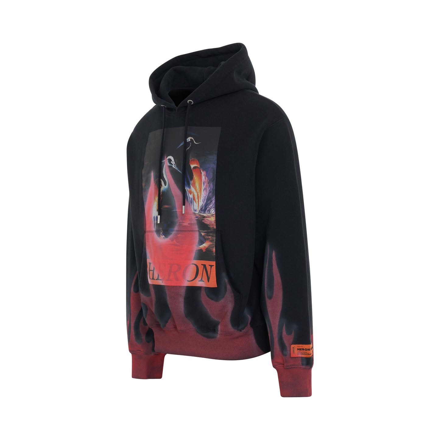 Heron Times Flames Hoodie in Black/Red