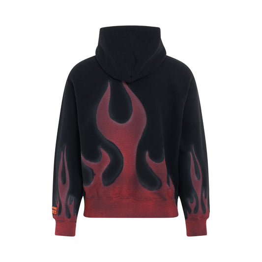 Heron Times Flames Hoodie in Black/Red