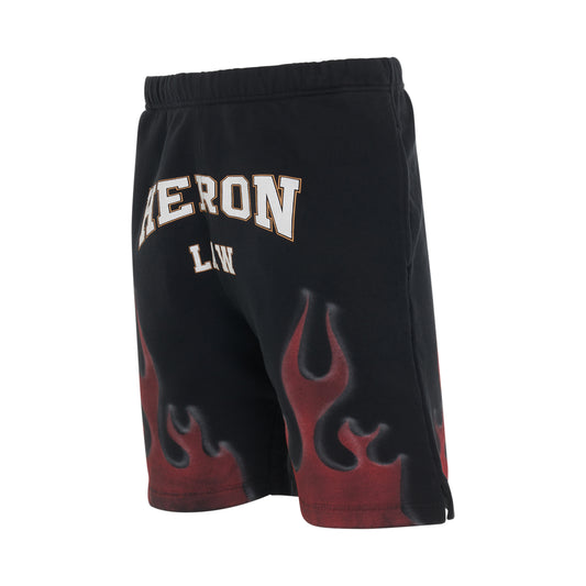 Heron Law Flames Sweatshorts in Black/Red