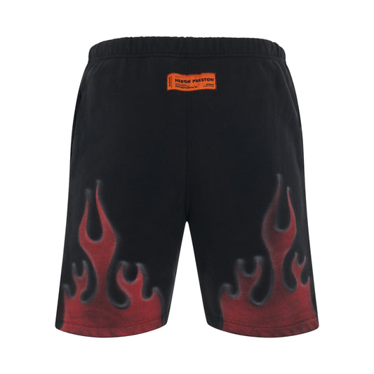 Heron Law Flames Sweatshorts in Black/Red