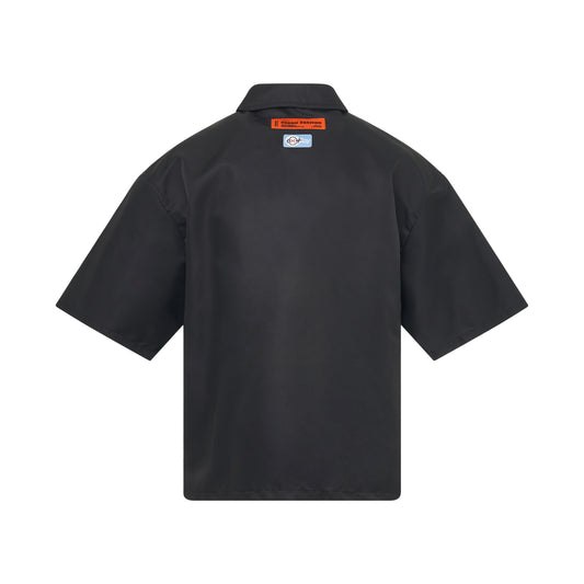 Ex-Ray Nylon Zip Short Sleeve Shirt in Black