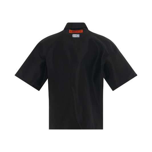 Ex-Rat Nylon Zip Short Sleeve Shirt in Black